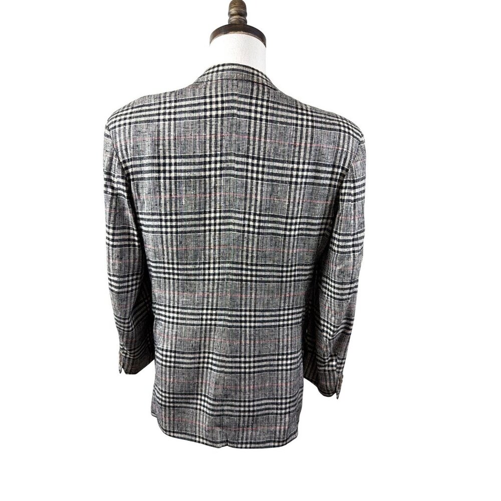 BOSS Hugo Boss Men's 42S Plaid Gray Plaid Wool Blazer Glen Check Sport Coat - Picture 4 of 16